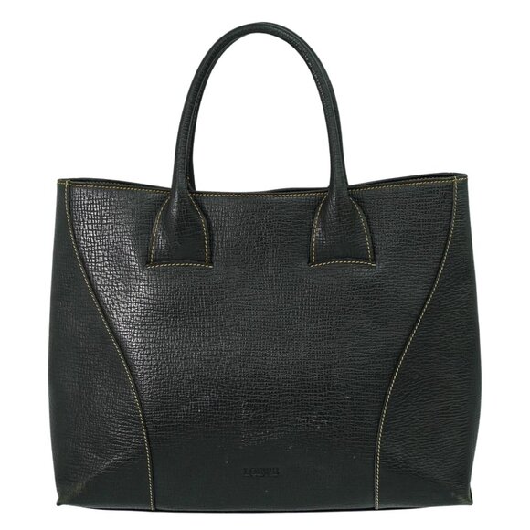 LOEWE Leather Tote Handbag Black Gold
